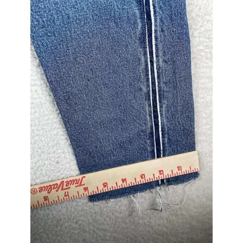 Levis 512 Jeans Mens 32x32 Blue Raw Hem Seams Faded 5 Pocket Distressed
